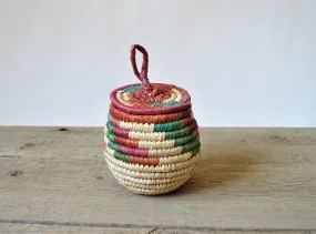 Dyed straw box, Vintage jewelry basket