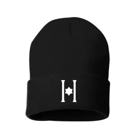 Embroidered Hillel Black Winter Hat