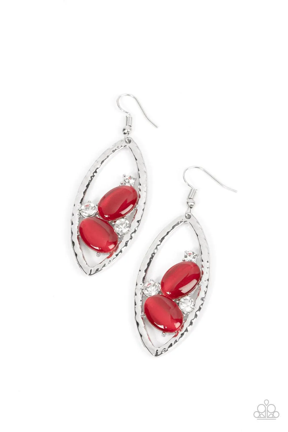 Famously Fashionable Red Cat's Eye Stone Earrings - Paparazzi Accessories