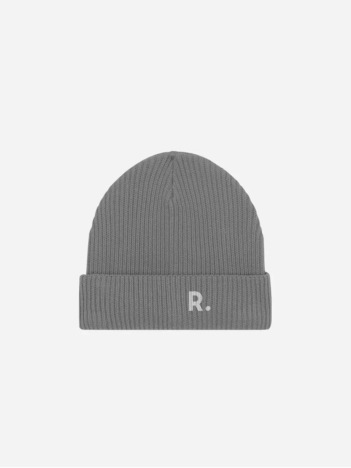 Fisherman Embroidered Organic Cotton Beanie | Heather Grey