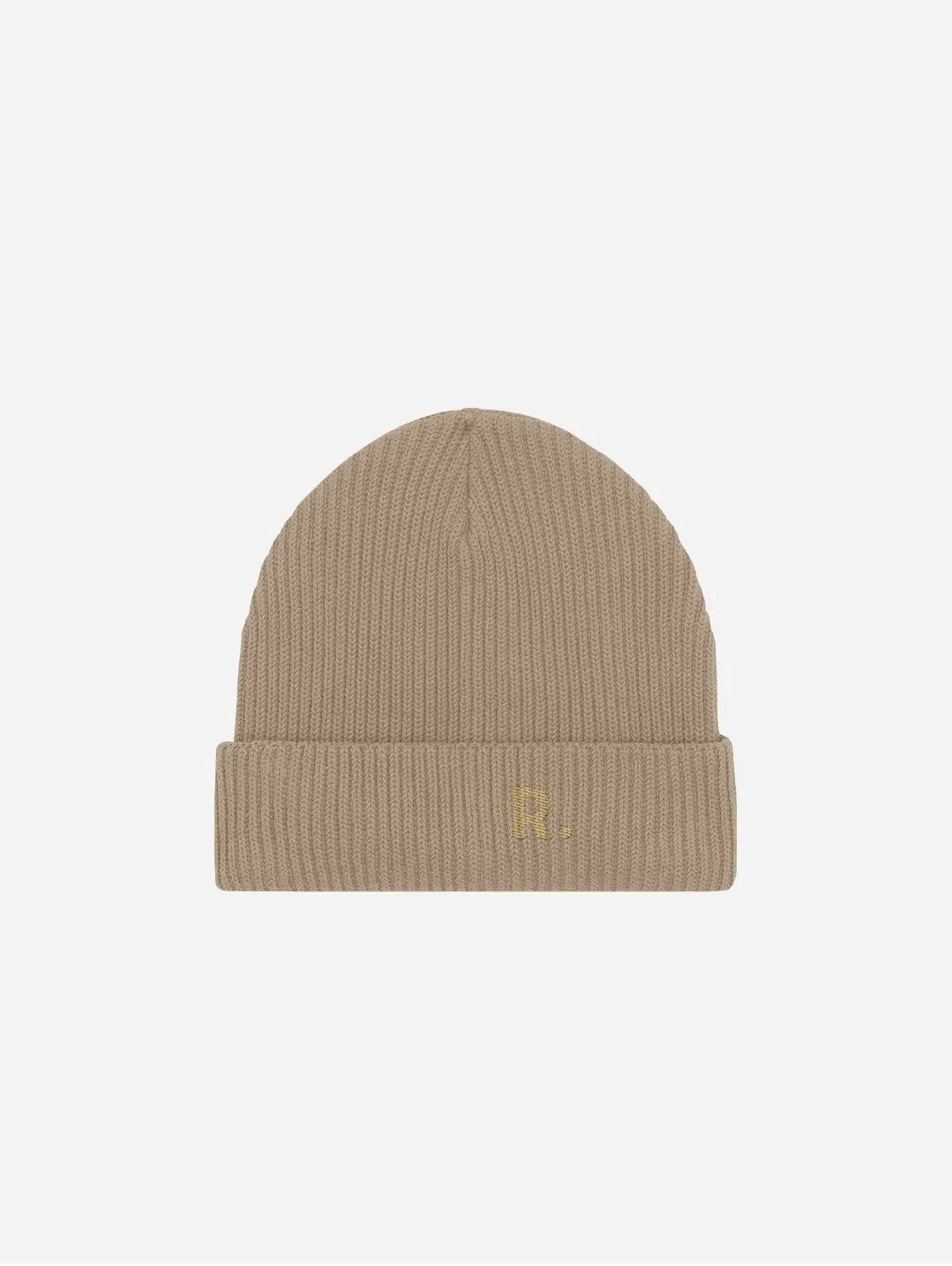 Fisherman Embroidered Organic Cotton Beanie | Heather Sand