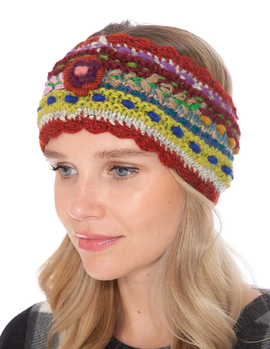 Floral Knitted Woolen Headband