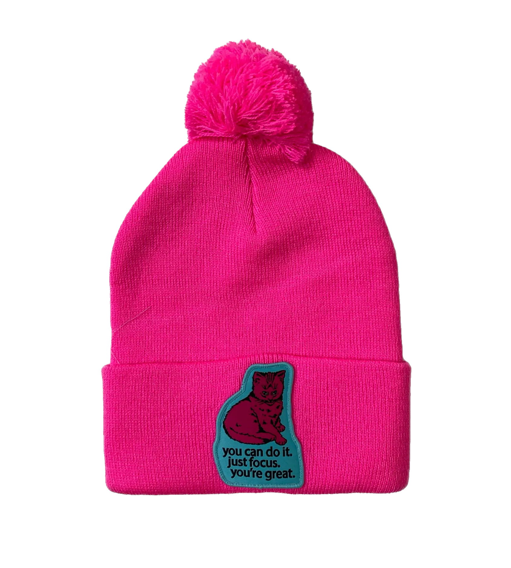 Focus Cat Winter Hat - Pink Pom