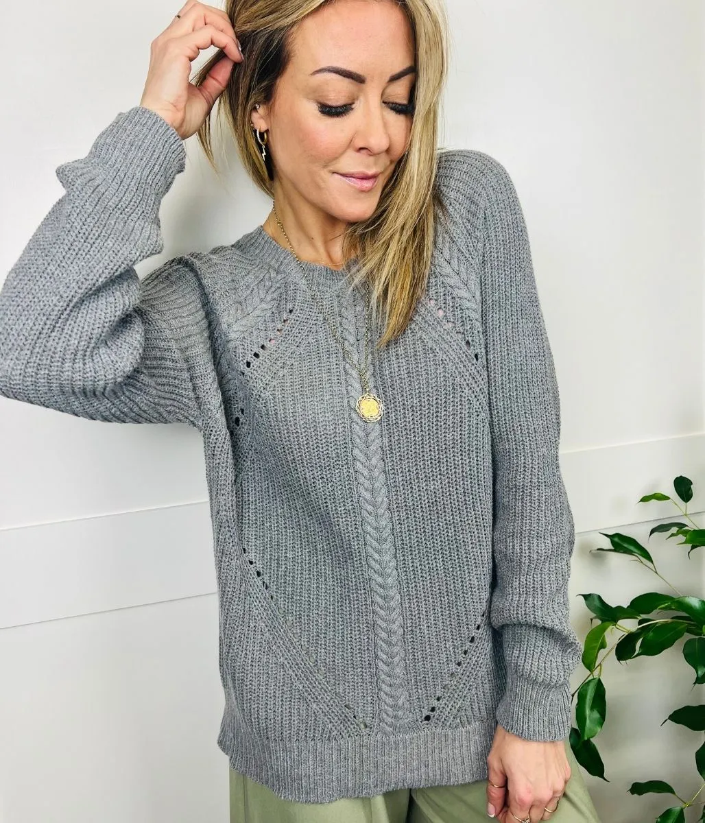 Grey Fisherman Style Jumper