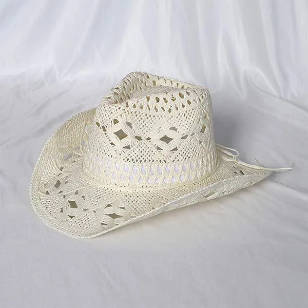 Hand Woven Cutout Denim Straw Hat 57303274C