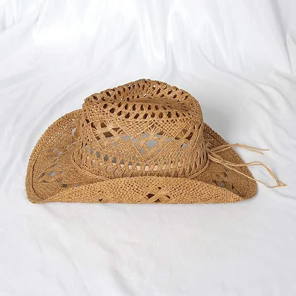 Hand Woven Cutout Denim Straw Hat 57303274C