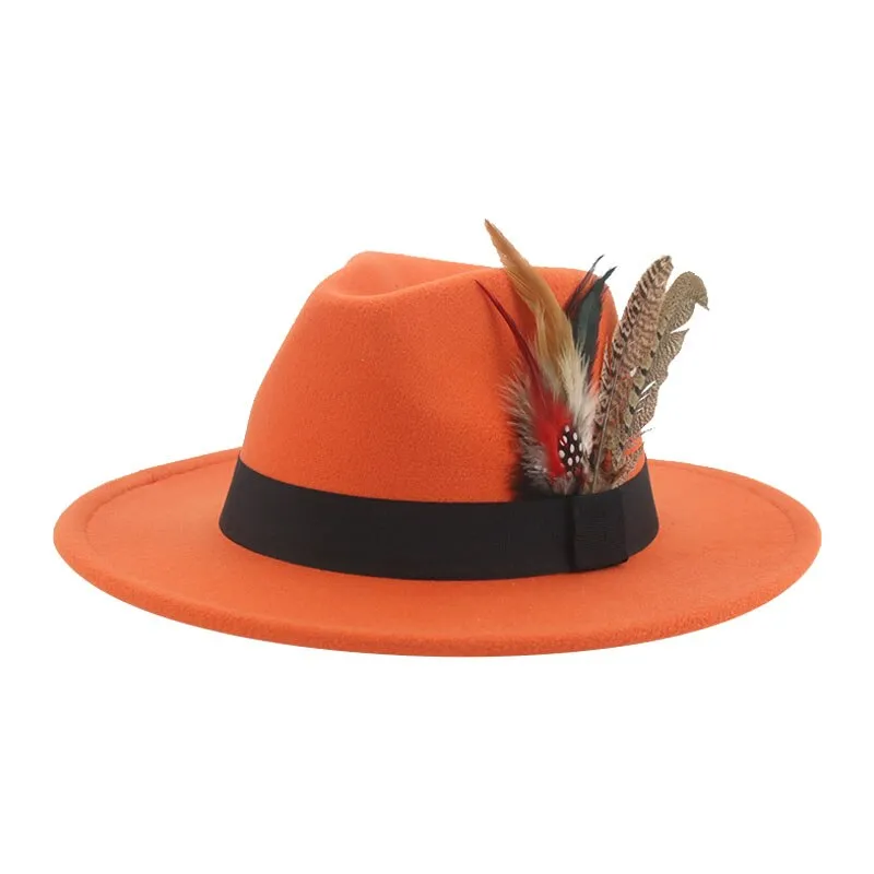 Hat Fedoras Winter Women Hats Men Felt Hat Feather Luxury Fashion hat Popular