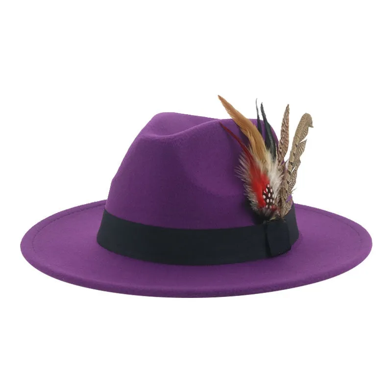 Hat Fedoras Winter Women Hats Men Felt Hat Feather Luxury Fashion hat Popular