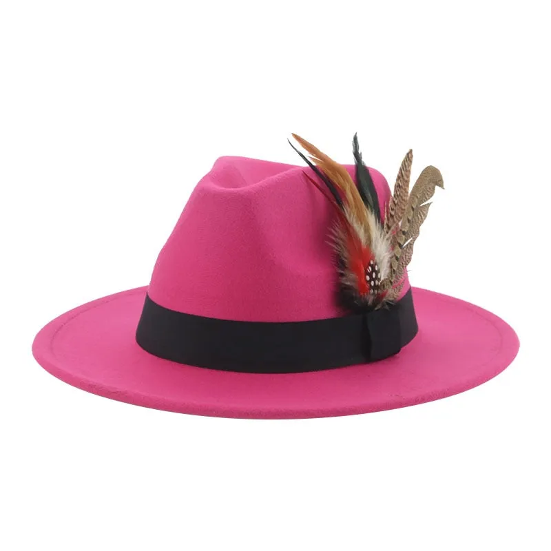 Hat Fedoras Winter Women Hats Men Felt Hat Feather Luxury Fashion hat Popular