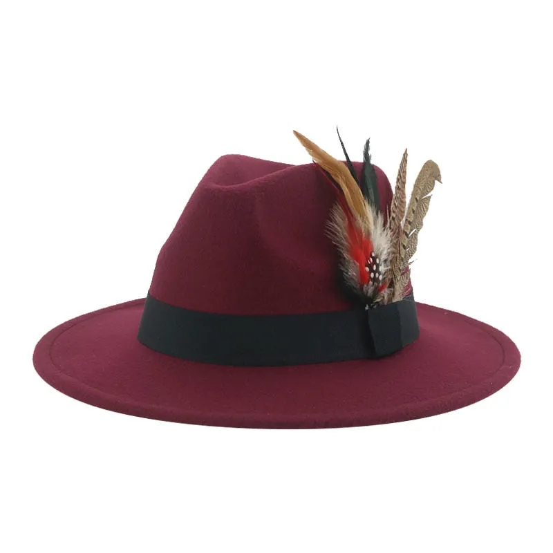 Hat Fedoras Winter Women Hats Men Felt Hat Feather Luxury Fashion hat Popular