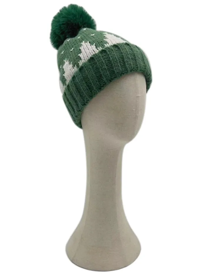 Holiday Winter Knit Hat with Pom Pom *red or green