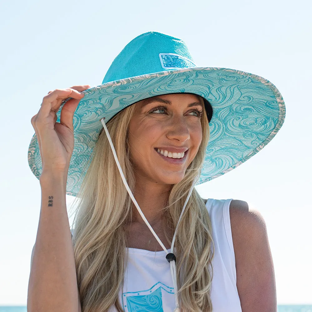 Keys Under Brim Straw Hat | Tidal Waves | Aqua