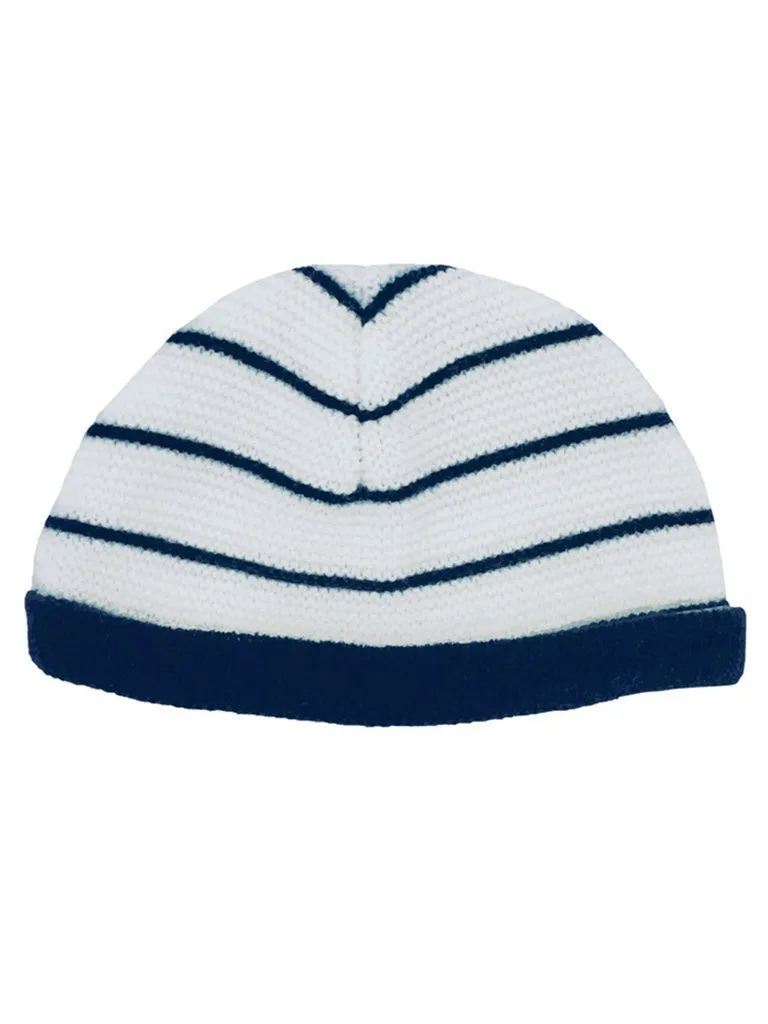 Knitted Hat - Blue & White Stripe