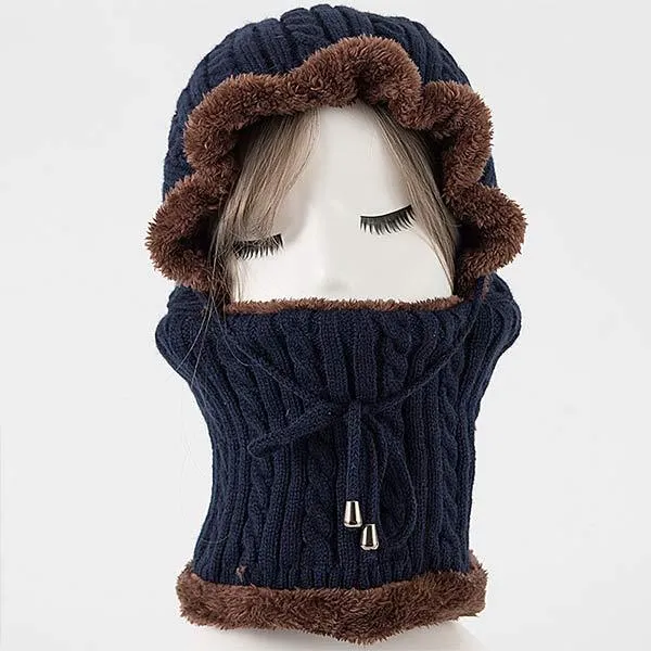 Knitted One-Piece Bib Wool Earmuff Hat 03553772C