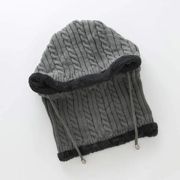 Knitted One-Piece Bib Wool Earmuff Hat 03553772C