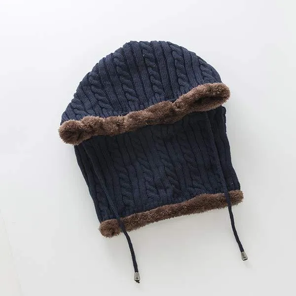 Knitted One-Piece Bib Wool Earmuff Hat 03553772C