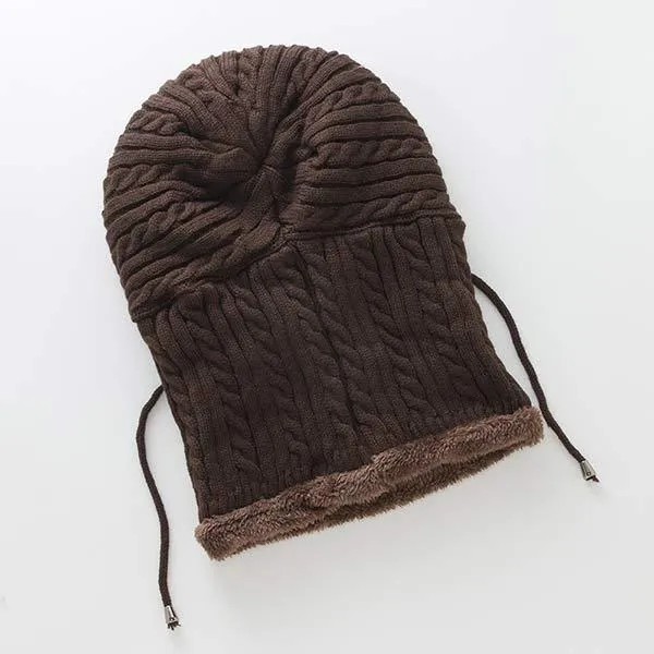 Knitted One-Piece Bib Wool Earmuff Hat 03553772C