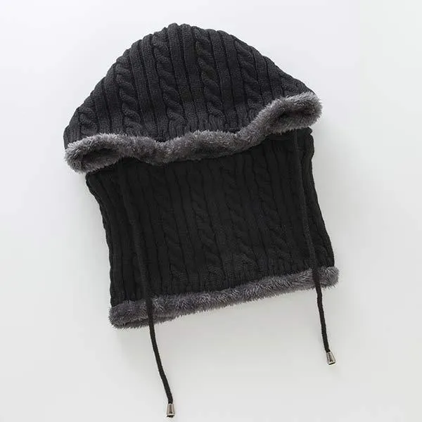 Knitted One-Piece Bib Wool Earmuff Hat 03553772C