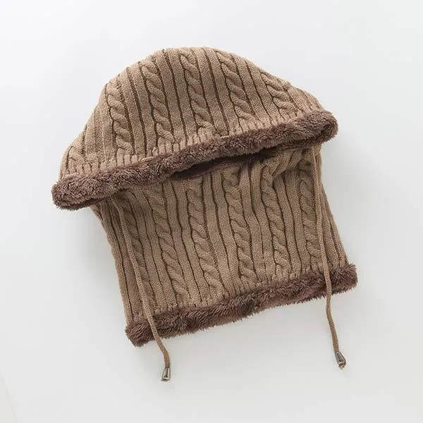 Knitted One-Piece Bib Wool Earmuff Hat 03553772C