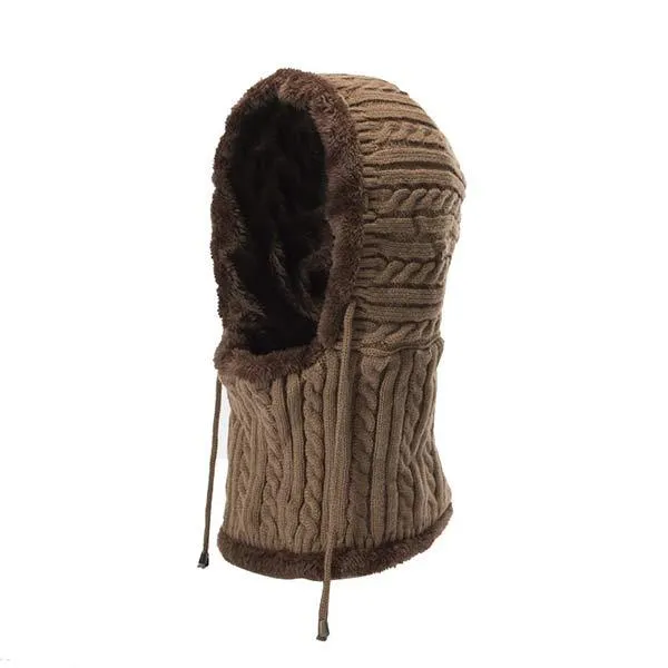 Knitted One-Piece Bib Wool Earmuff Hat 03553772C