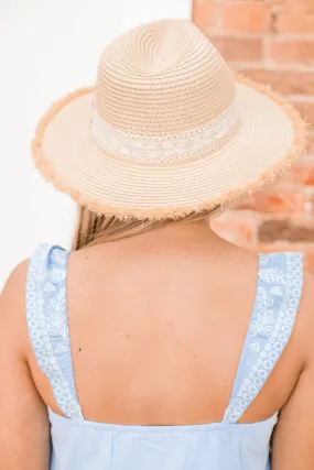 Lina Lace Trim Straw Hat