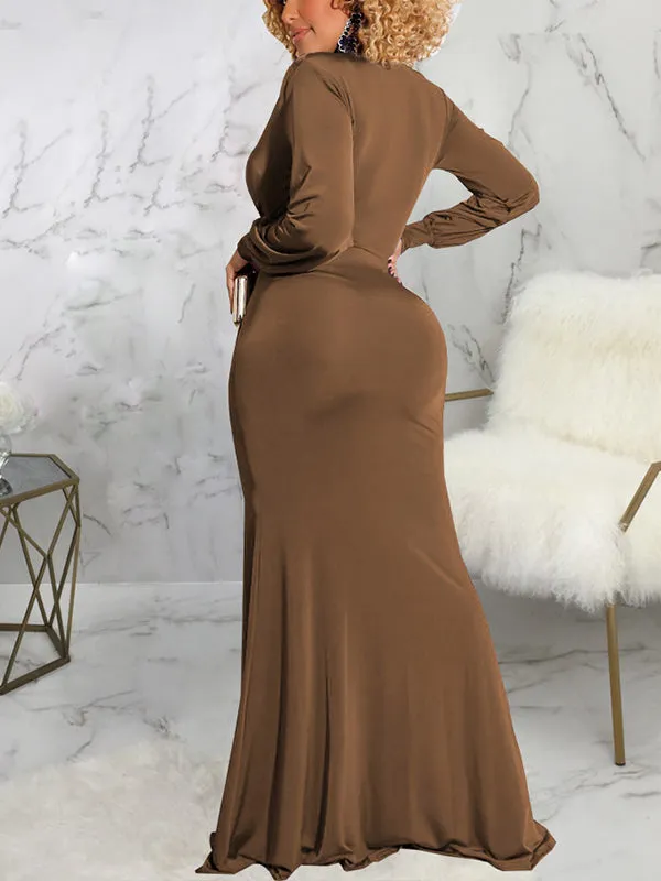 Momnfancy V-Neck Long Sleeve Autumn And Winter Maternity Evening Dress