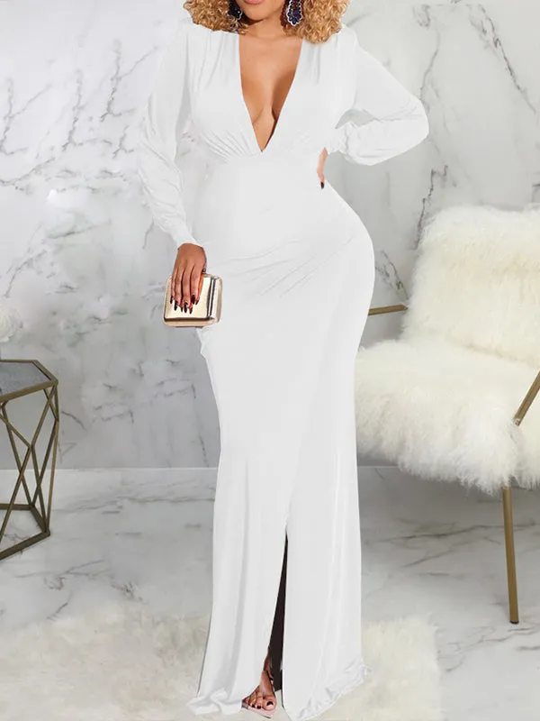 Momnfancy V-Neck Long Sleeve Autumn And Winter Maternity Evening Dress