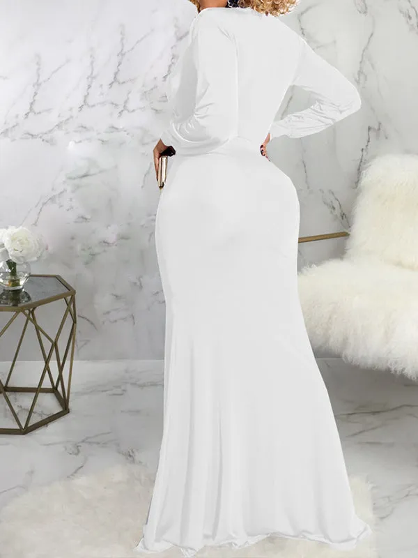 Momnfancy V-Neck Long Sleeve Autumn And Winter Maternity Evening Dress