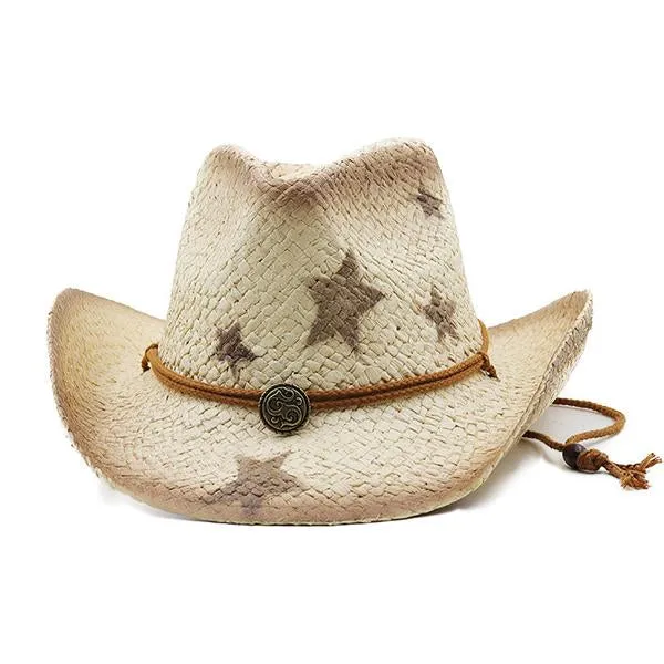 Spray Painted Star Straw Sun Hat 91894564C