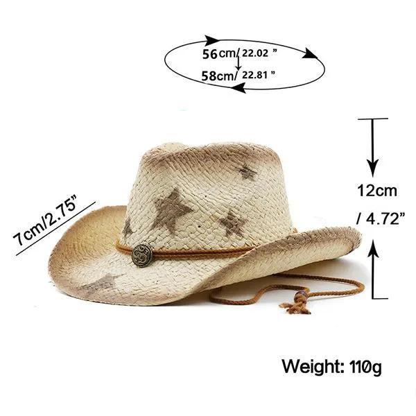 Spray Painted Star Straw Sun Hat 91894564C