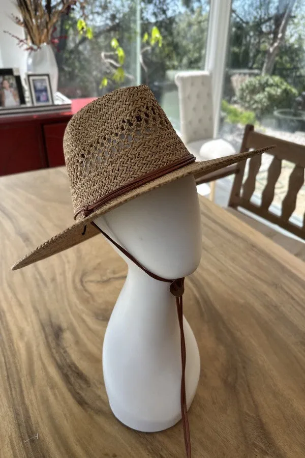 Straw braided flat top hat