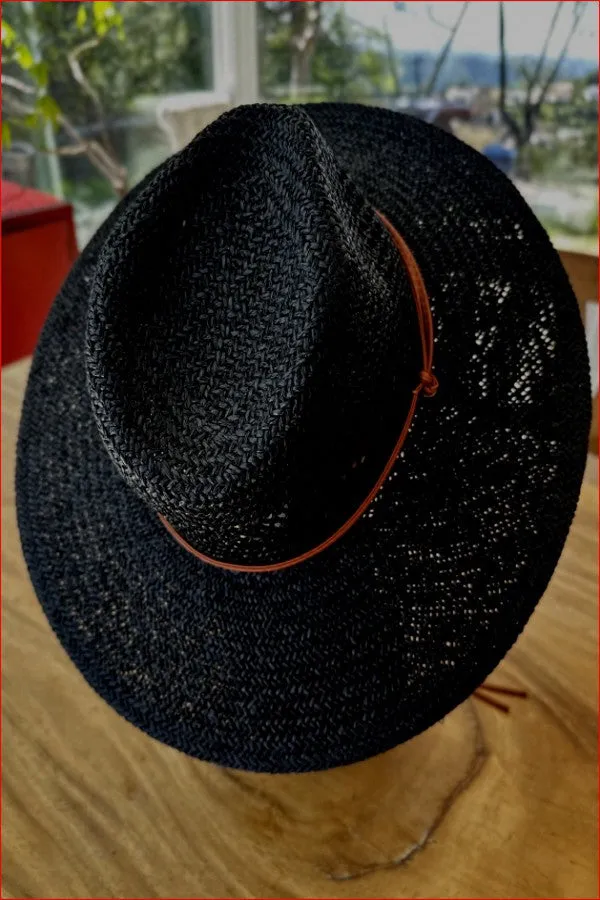 Straw braided flat top hat