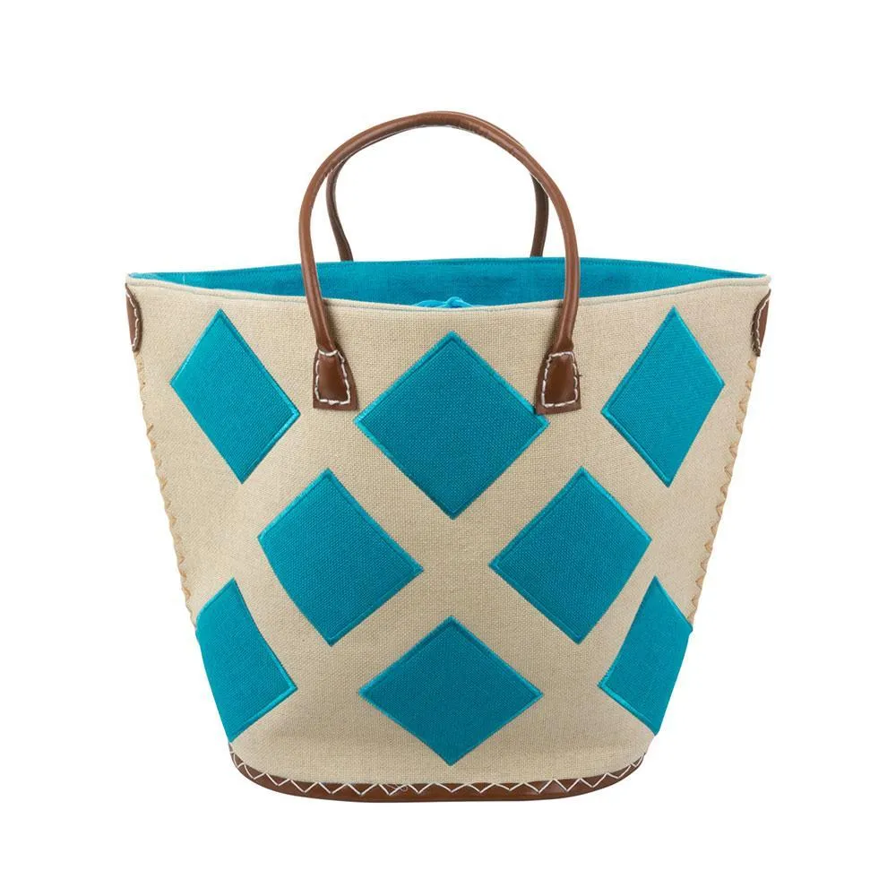 Straw Diamond Tote Bag