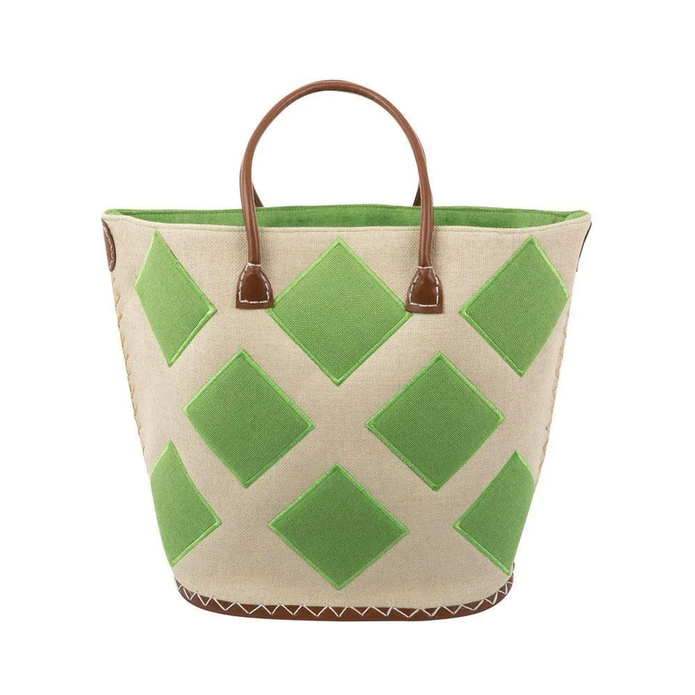 Straw Diamond Tote Bag