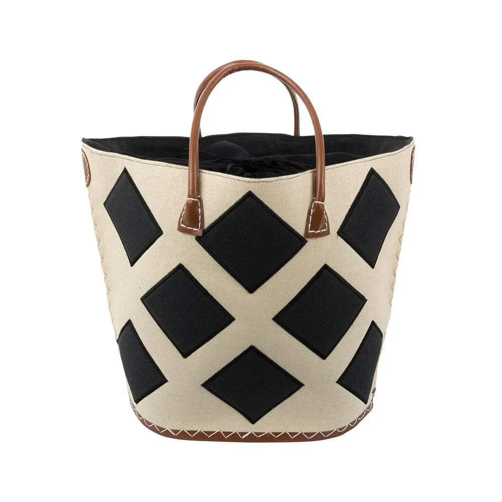 Straw Diamond Tote Bag