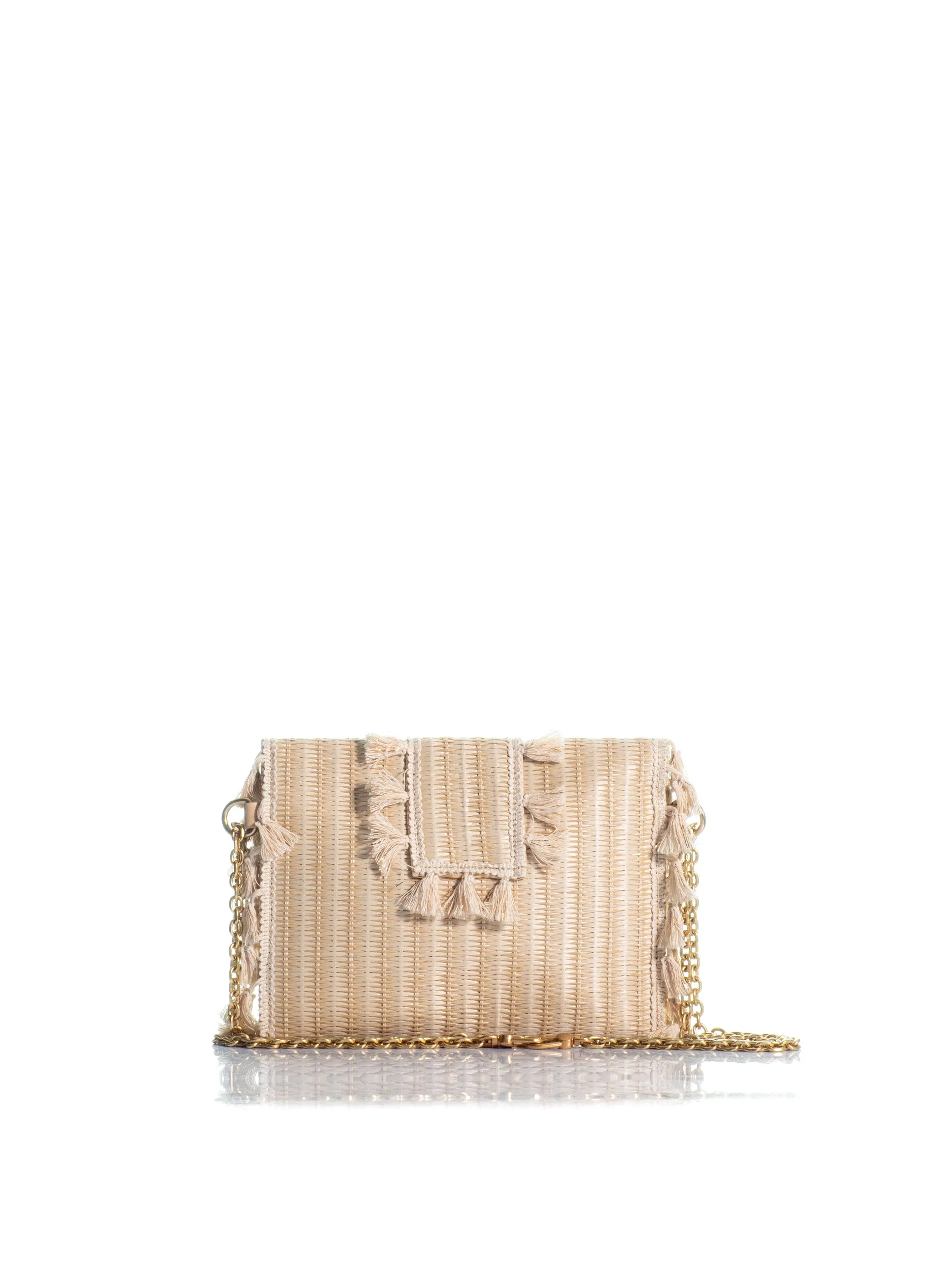 The Midi Clutch Straw Natural