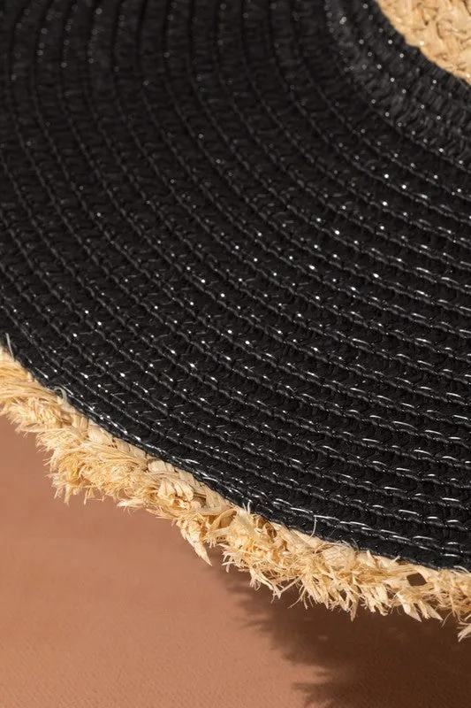 Two-Tone Straw Floppy Hat