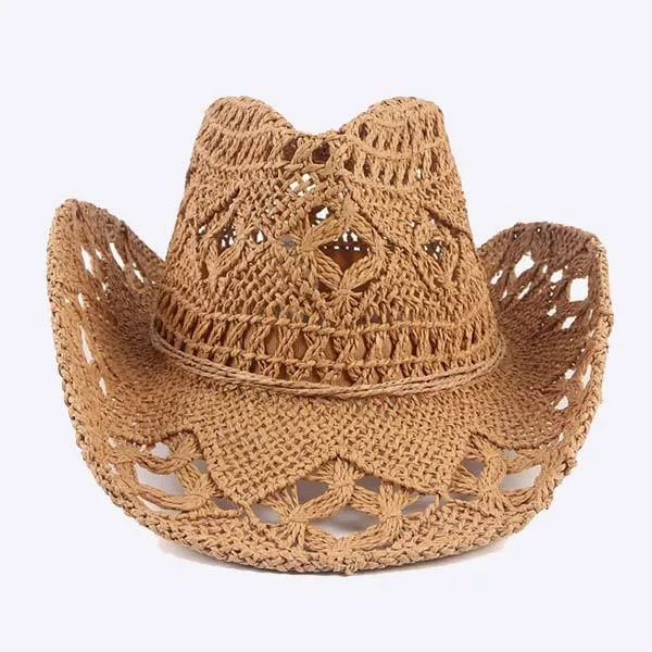 Vintage Cutout Western Cowboy Straw Hat 32088697C