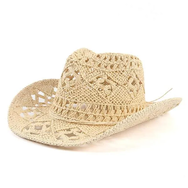 Vintage Cutout Western Cowboy Straw Hat 32088697C