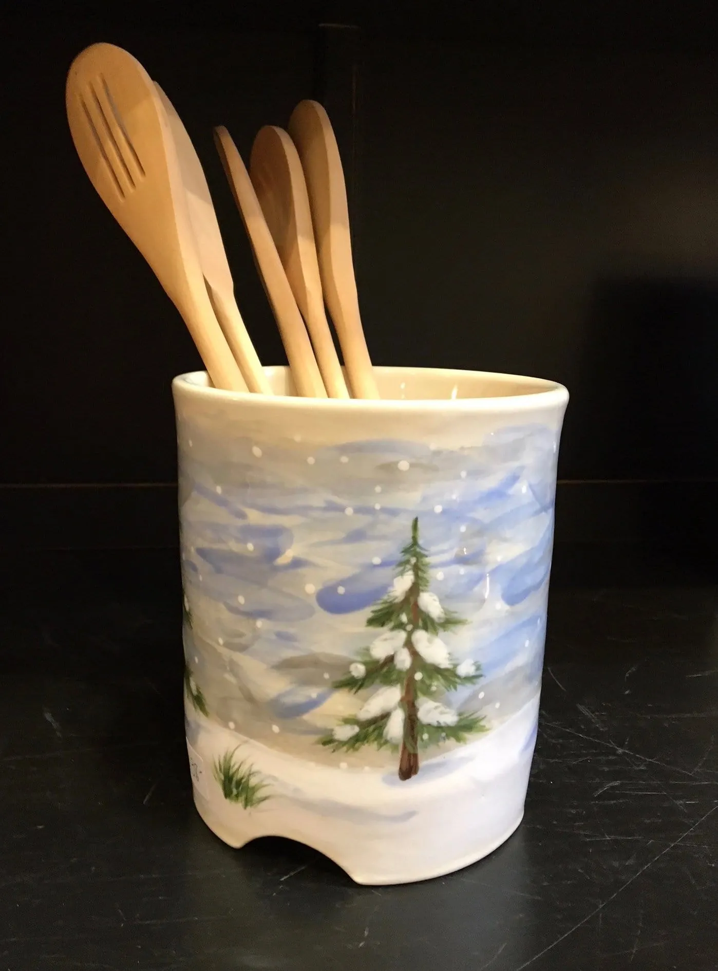 Winter Pine Utensil Holder