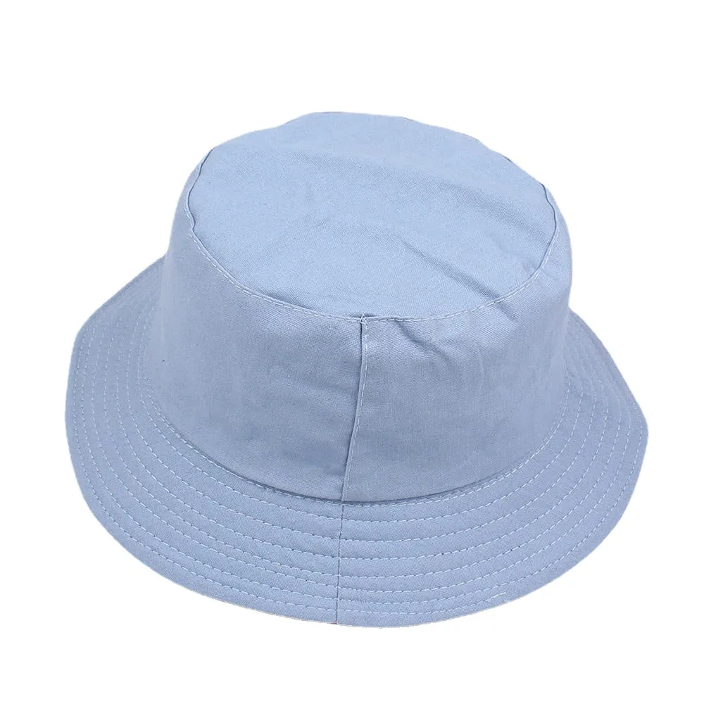 Women Summer Casual Solid Color Fisherman Hat Foldable Double-Sided Bucket Hat