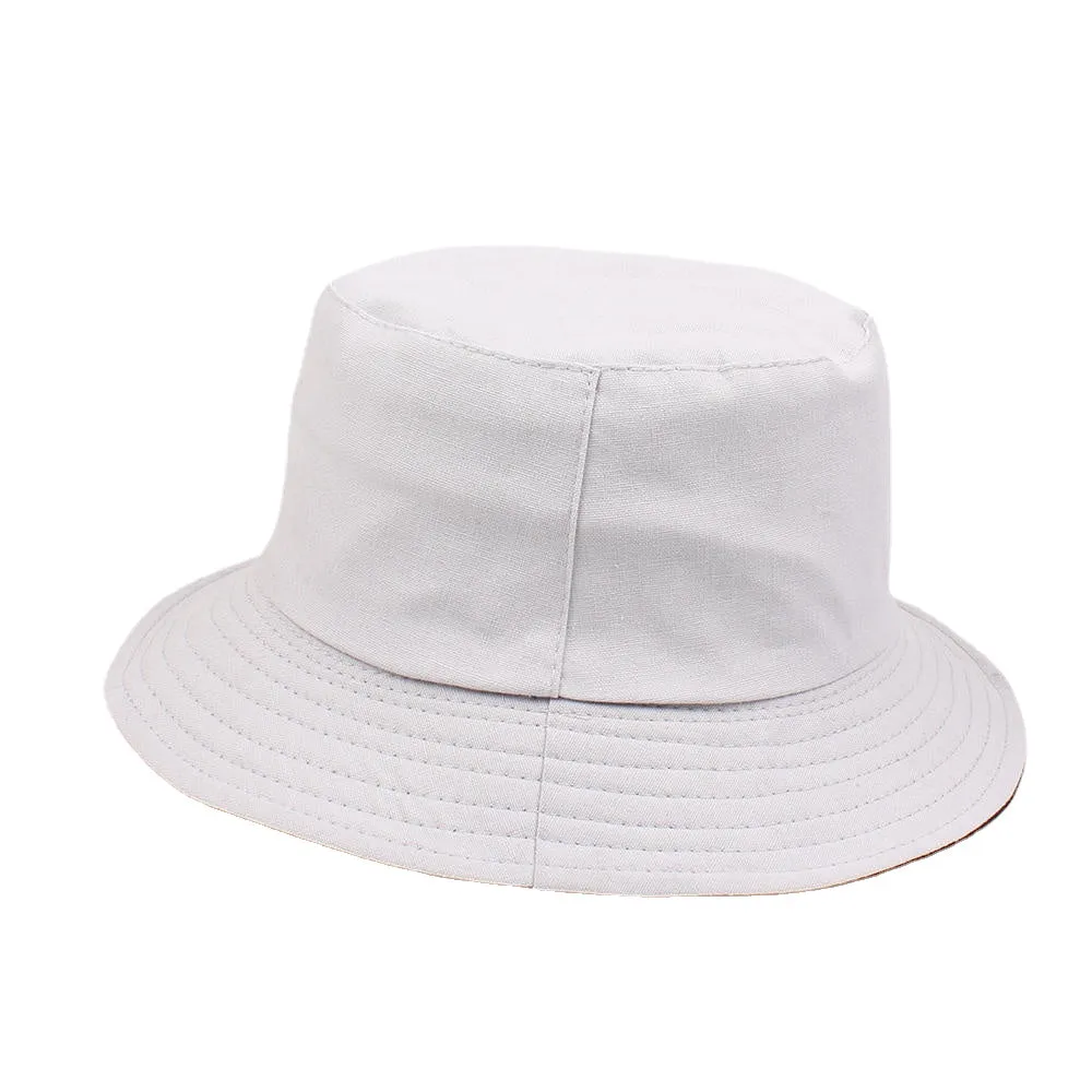 Women Summer Casual Solid Color Fisherman Hat Foldable Double-Sided Bucket Hat