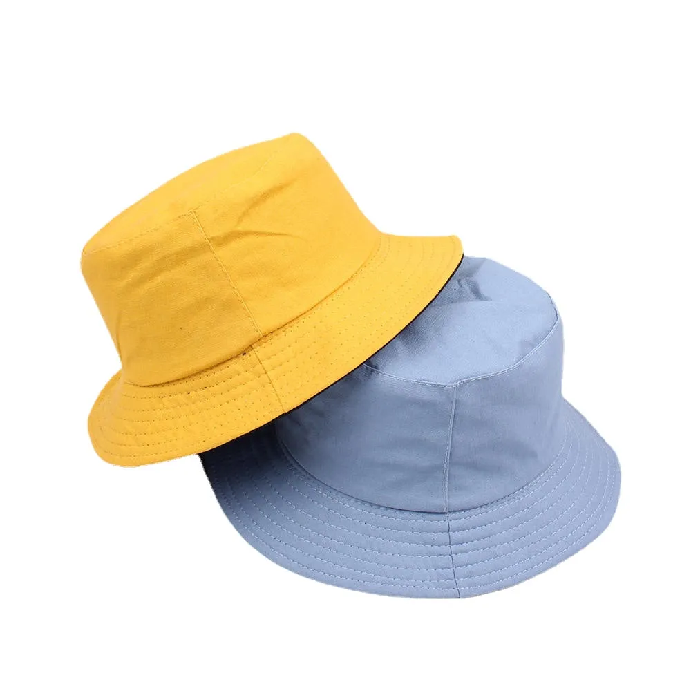 Women Summer Casual Solid Color Fisherman Hat Foldable Double-Sided Bucket Hat