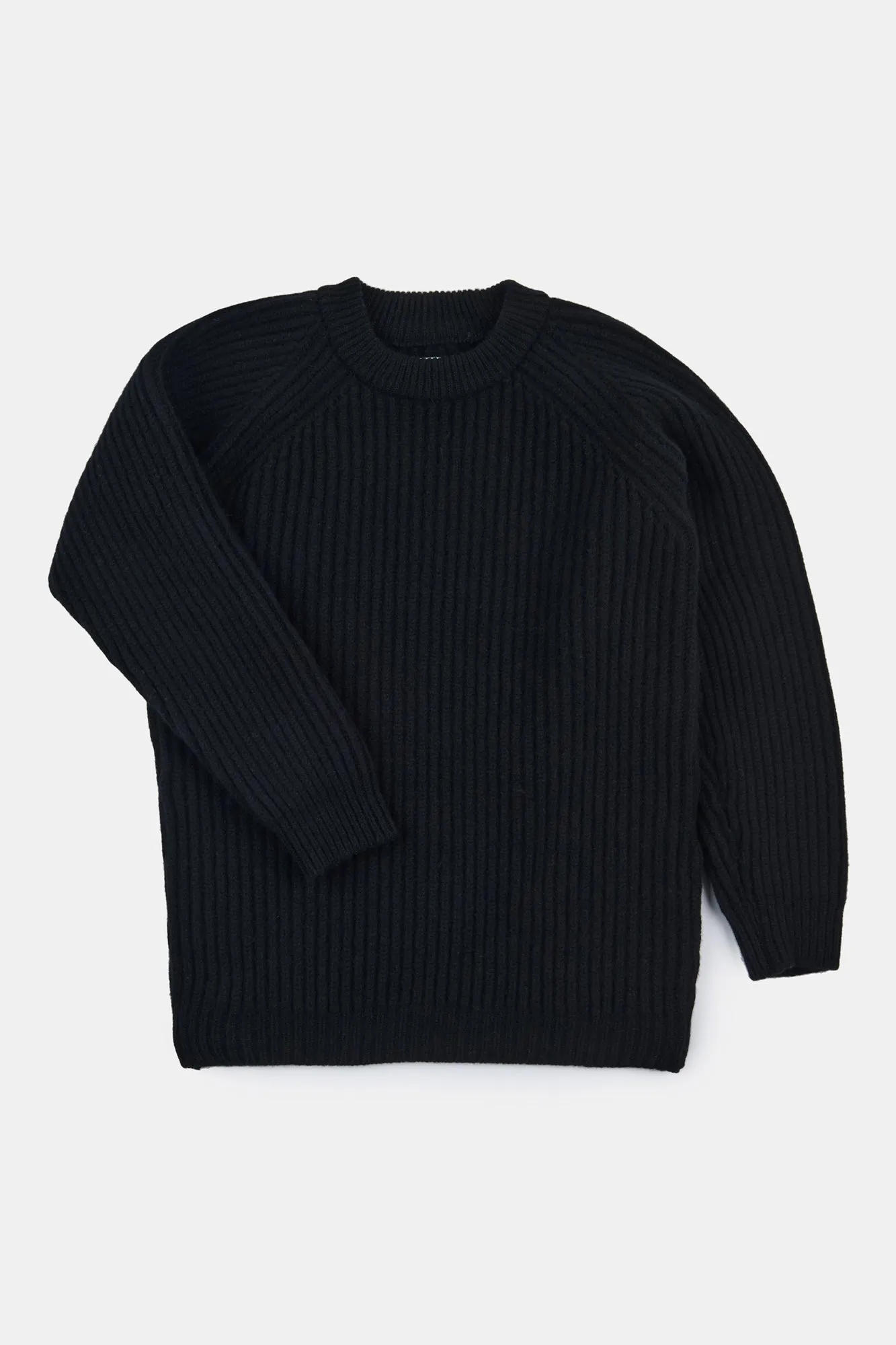 Women's Lambswool Fisherman Ribbed Jumper - Black